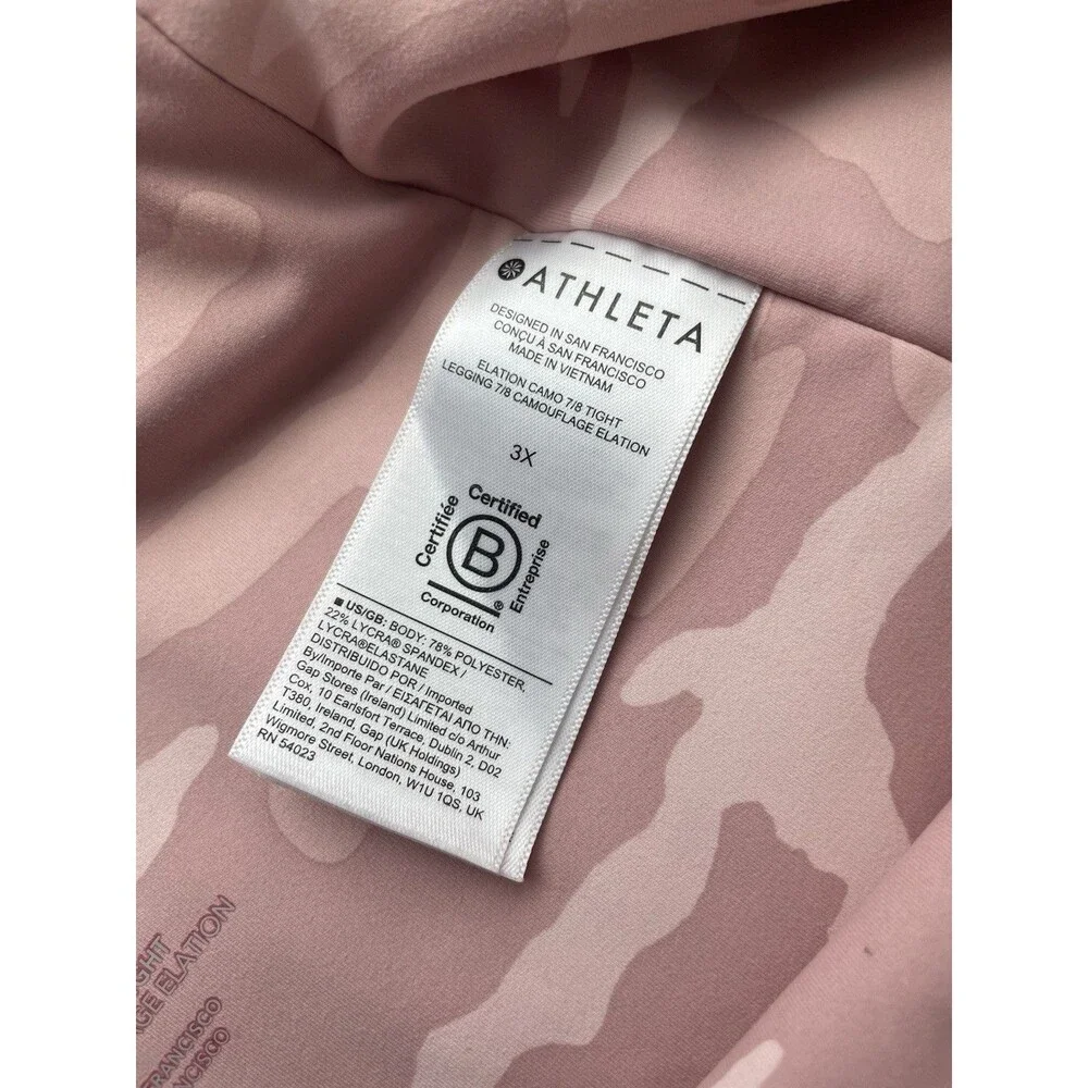 Athleta Elation Camo 7/8 Tight Size 3X Camo Lux Pink Yoga Pilates Walking - Picture 5 of 6